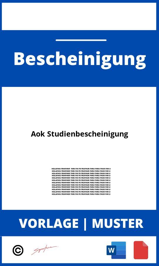 Aok Studienbescheinigung