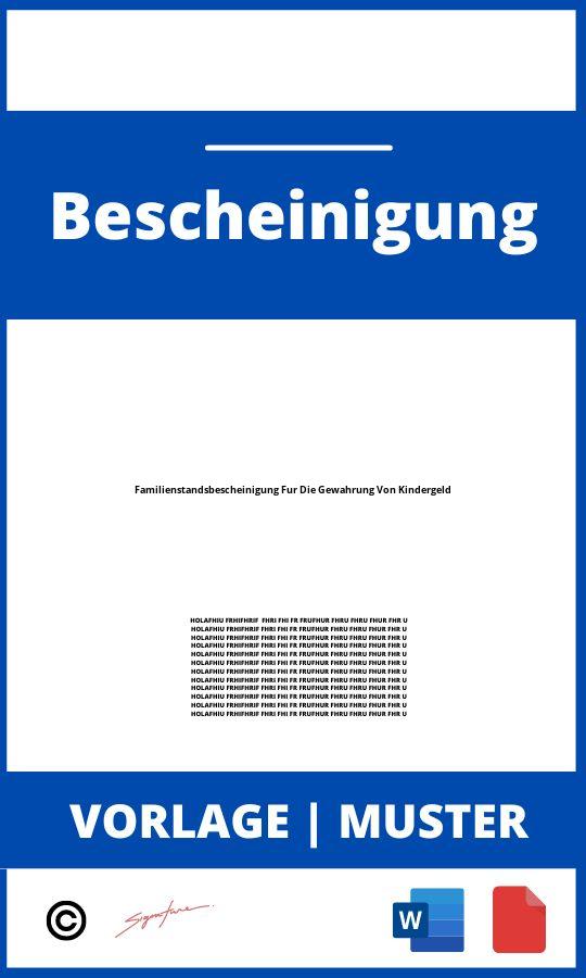 Familienstandsbescheinigung Für Die Gewährung Von Kindergeld