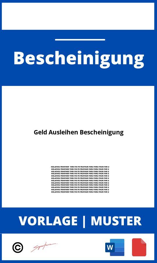 Geld Ausleihen Bescheinigung